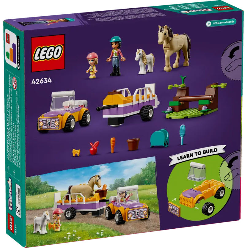 Box Rückseite: LEGO Friends 42634 Pferde- und Pony-Anhänger