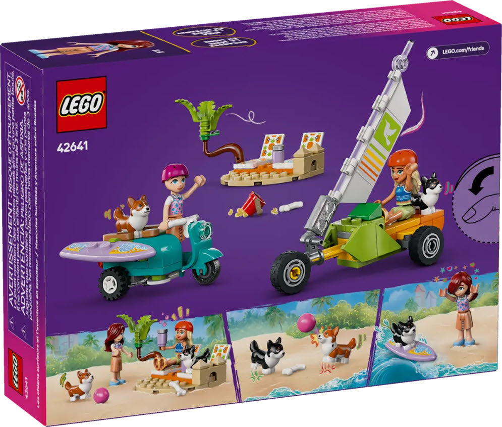 Box Rückseite: LEGO Friends 42641 Strandabenteuer mit Hunden