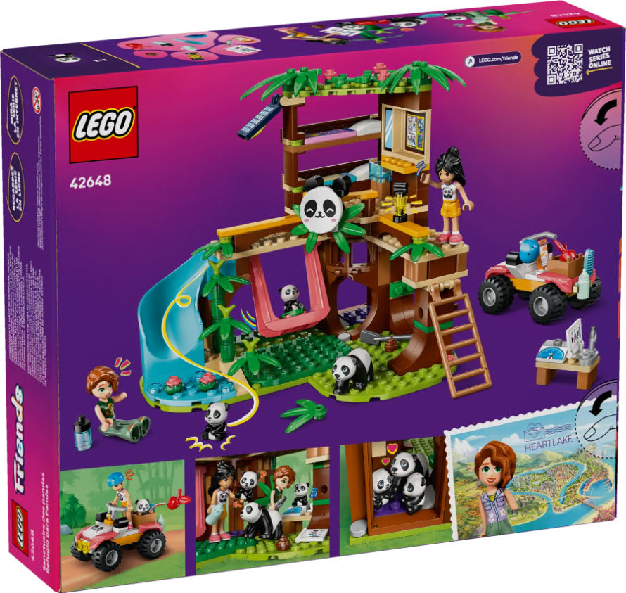 Box Rückseite: LEGO Friends 42648 Panda-Pflegestation