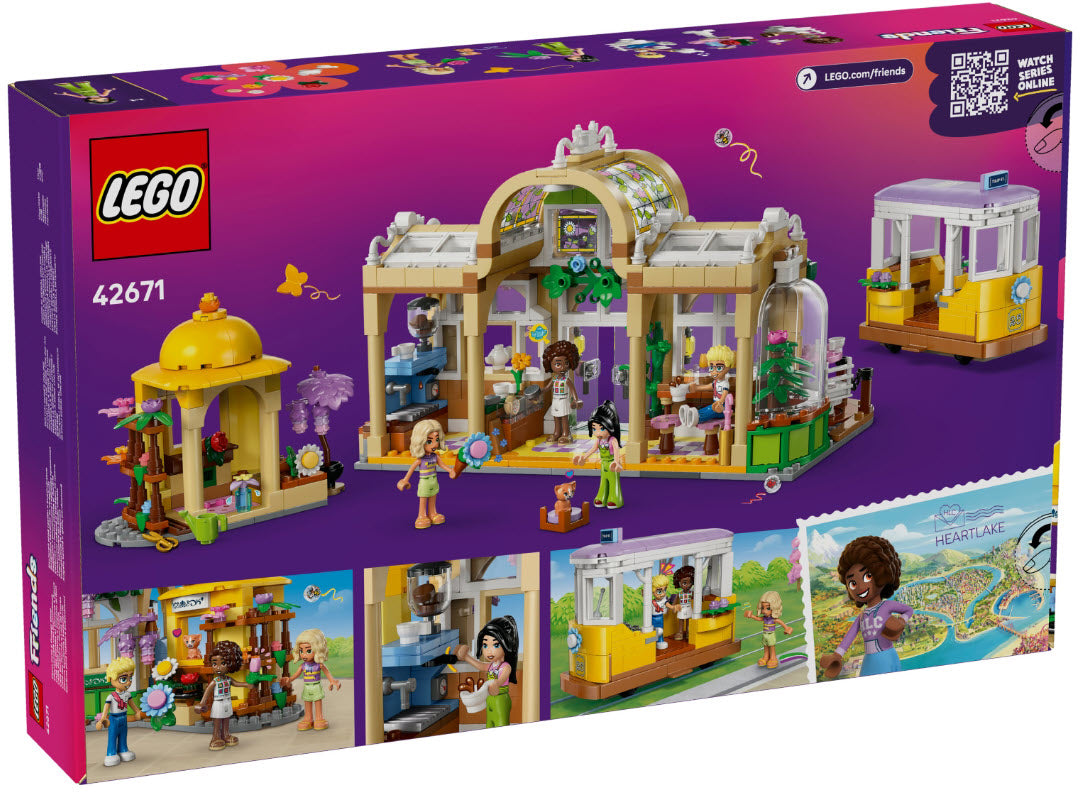 Box Rückseite: LEGO Friends 42671 Pflanzencafe und Blumenkiosk