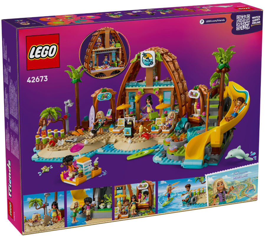 Box Rückseite: LEGO Friends 42673 Familienurlaub im Strandresort