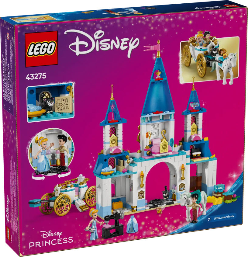 Box Rückseite: LEGO Disney 43275 Cinderellas Schloss und Pferdekutsche
