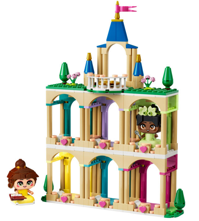 Inhalt: LEGO Disney 43291 Die Mini-Prinzessinnen Belle und Tiana mit ihrem Schloss