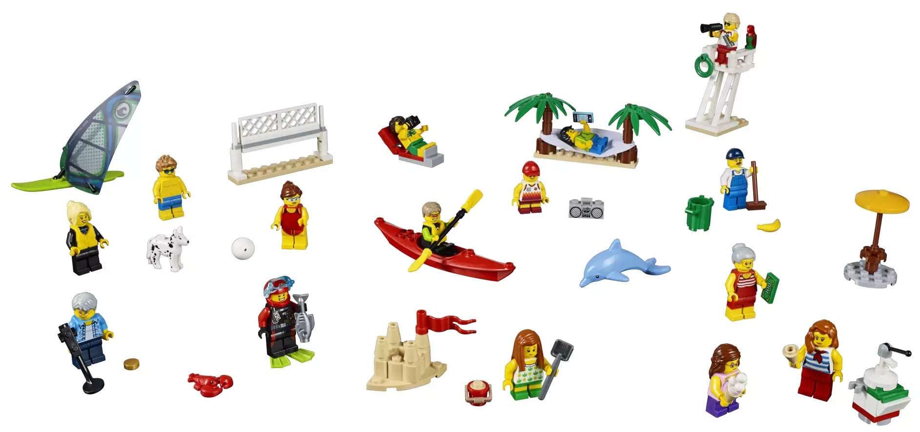 LEGO City 60153 Stadtbewohner - Ein Tag am Strand, Inhalt