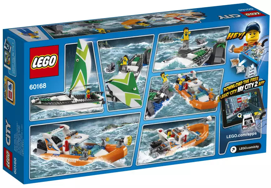 Box Rückansicht: LEGO City 60168 Segelboot in Not