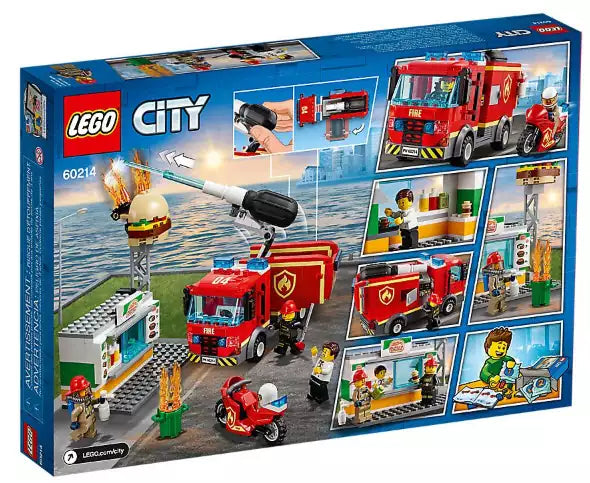 Box Rückseite: LEGO City 60214 Feuerwehreinsatz im Burger-Restaurant