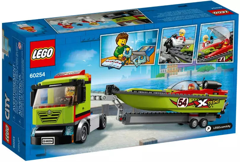 Box Rückansicht: LEGO City 60254 Rennboot-Transporter