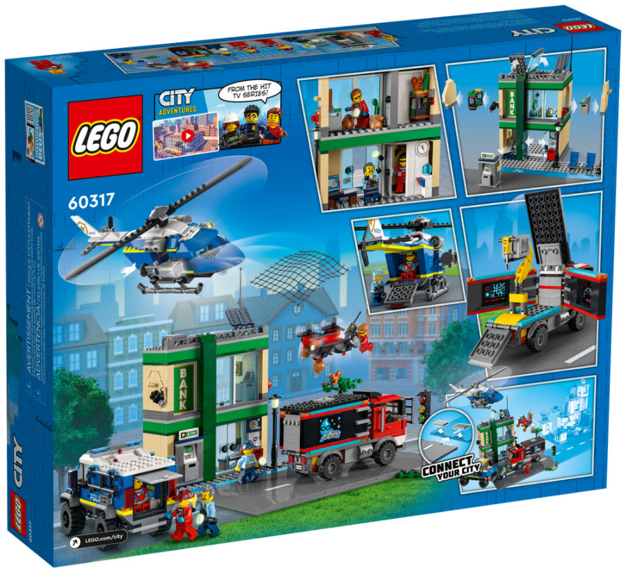 Box Rückansicht: LEGO City 60317 Banküberfall mit Verfolgungsjagd