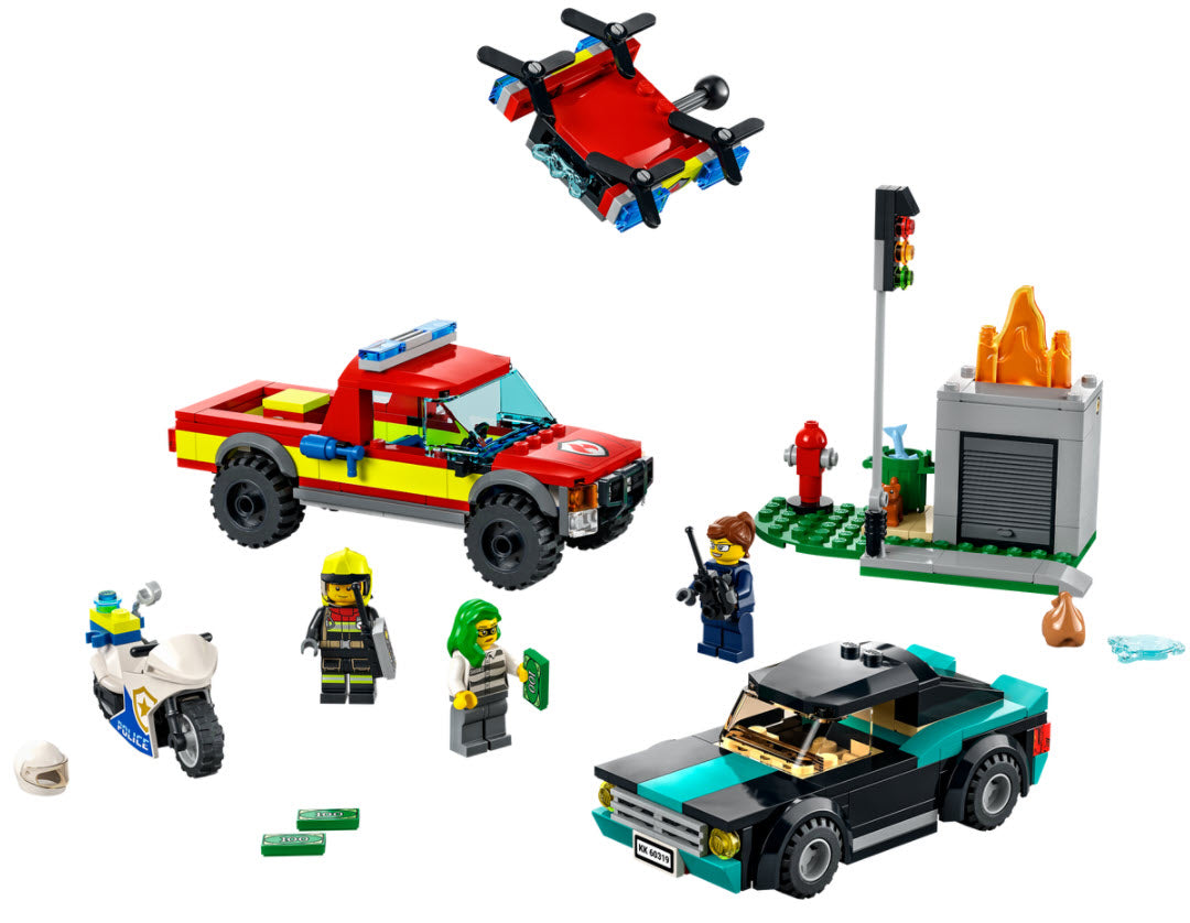 Inhalt: LEGO City 60319 Löscheinsatz und Verfolgungsjagd