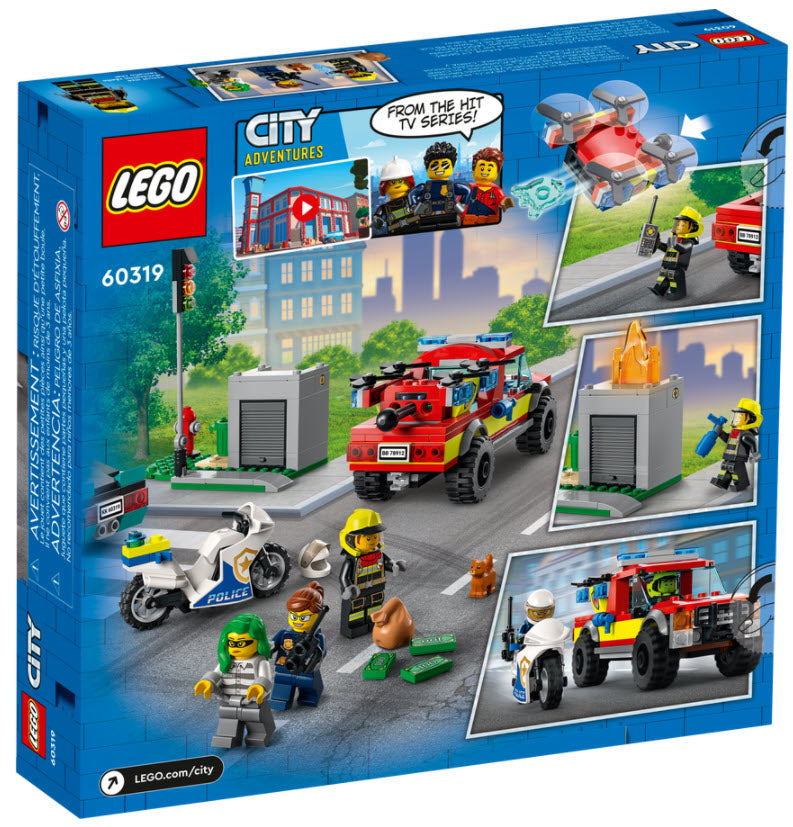Box Rückansicht: LEGO City 60319 Löscheinsatz und Verfolgungsjagd
