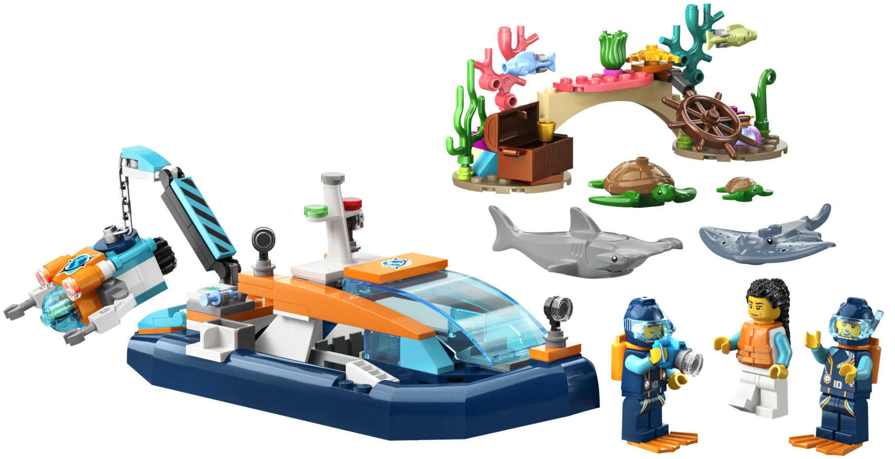 Inhalt: LEGO City 60377 Meeresforscher-Boot