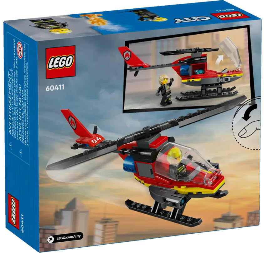 Box Rückansicht: LEGO City 60411 Feuerwehrhubschrauber