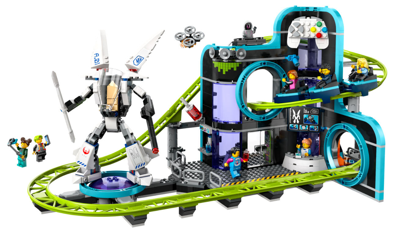 Inhalt: LEGO City 60421 Achterbahn mit Roboter-Mech