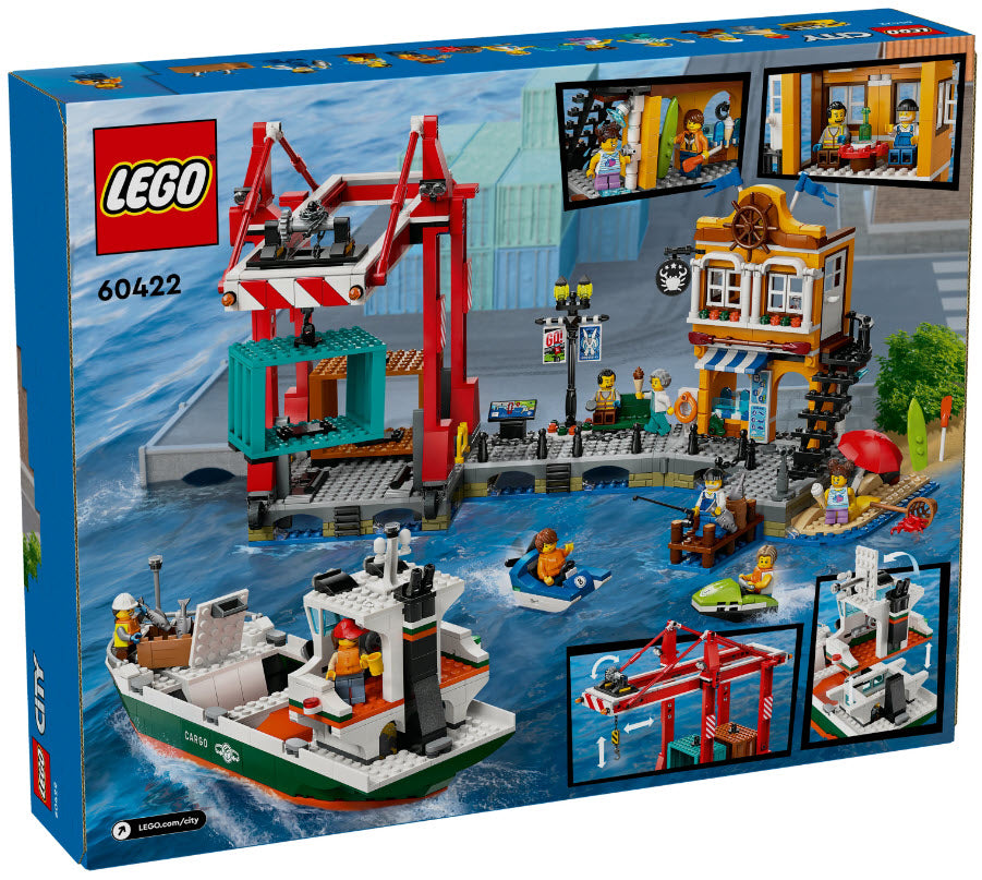 Box Rückansicht: LEGO City 60422 Hafen mit Frachtschiff
