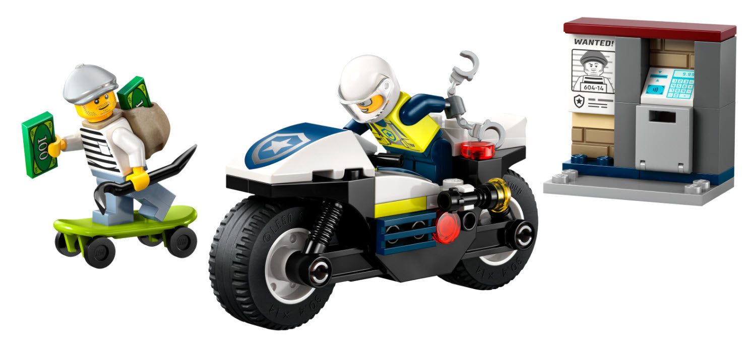 Inhalt: LEGO City 60455 Verfolgungsjagd mit dem Polizeimotorrad