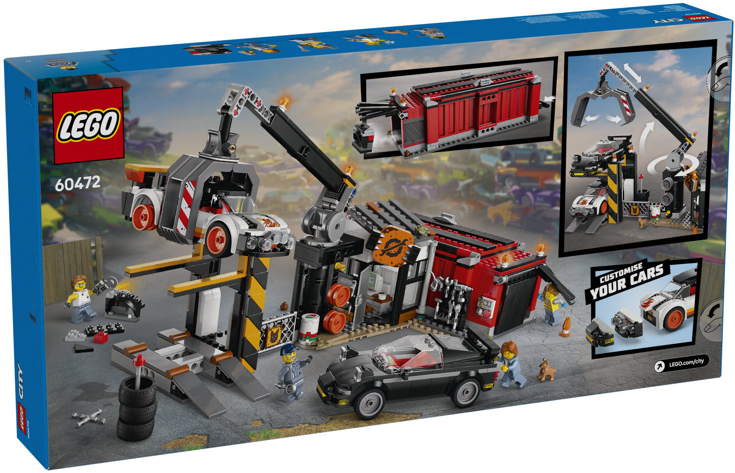 Box Rückseite: LEGO City 60472 Schrottplatz mit Autos