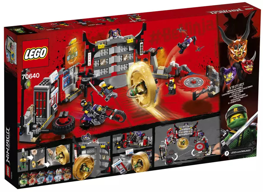 Box Rückansicht: LEGO Ninjago 70640 Hauptquartier der Motorradfahrer