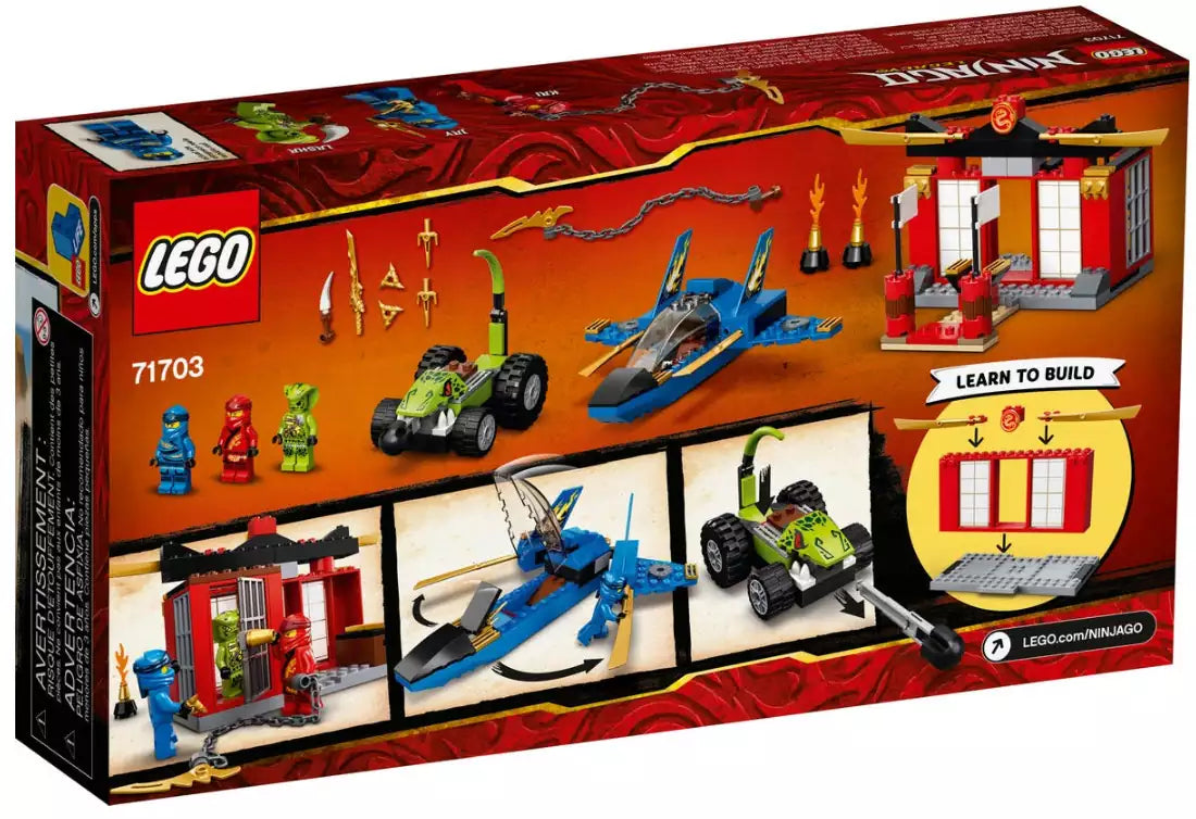 Box Rückansicht: LEGO Ninjago 71703 Kräftemessen mit dem Donner-Jet