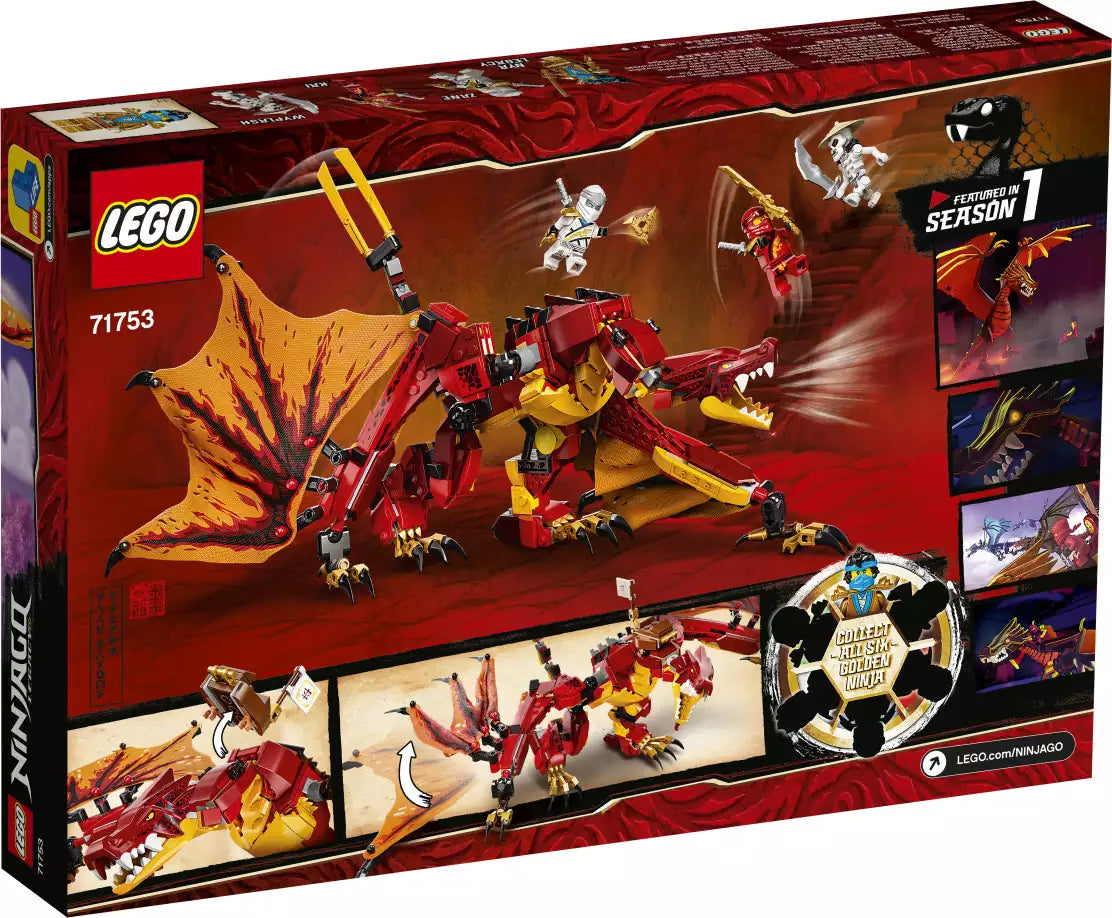 Box Rückansicht: LEGO Ninjago 71753 Kais Feuerdrache