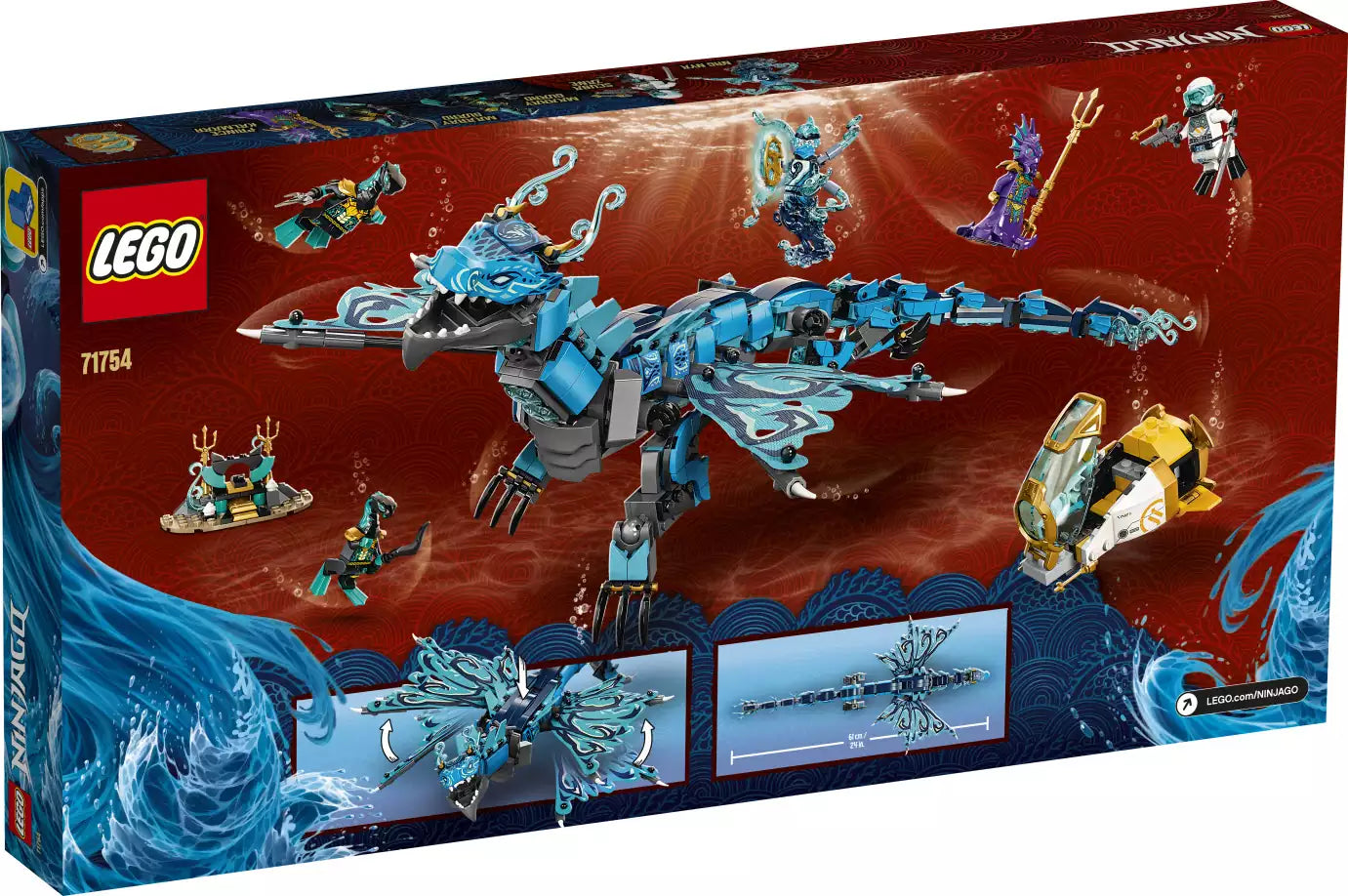 Box Rückansicht: LEGO Ninjago 71754 Wasserdrache
