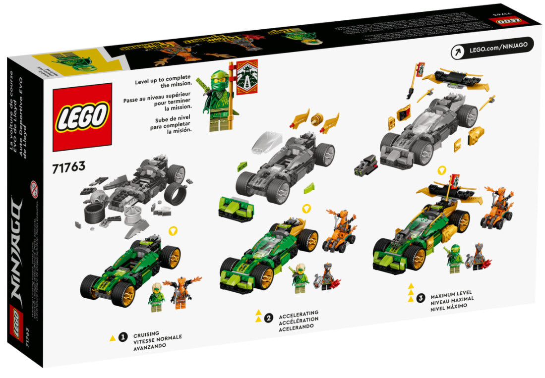 Box Rückseite: LEGO Ninjago 71763 Lloyds Rennwagen EVO
