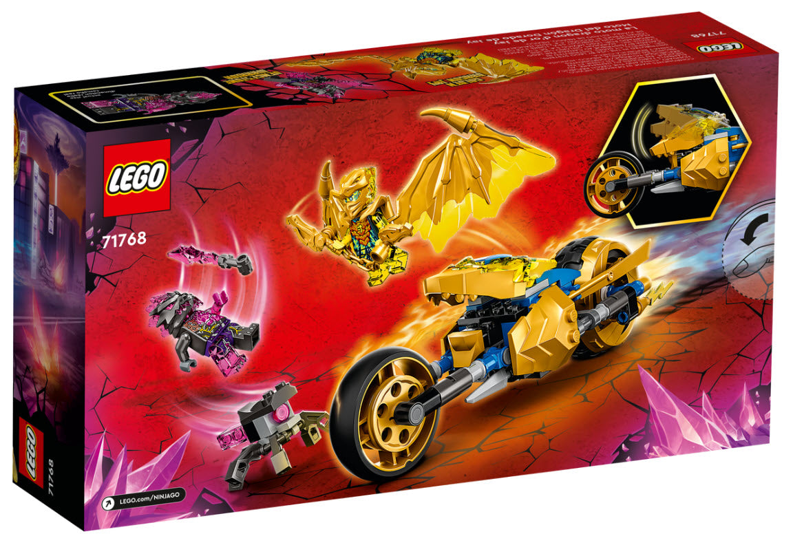 Box Rückseite: LEGO Ninjago 71768 Jays Golddrachen-Motorrad