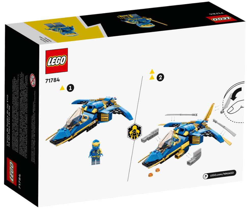 Box Rückseite: LEGO Ninjago 71784 Jays Donner-Jet EVO