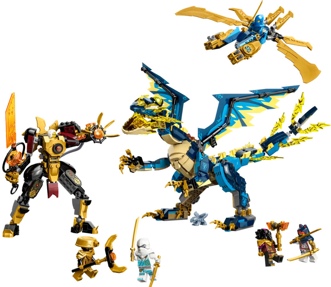 Inhalt: LEGO Ninjago 71796 Kaiserliches Mech-Duell gegen den Elementardrachen