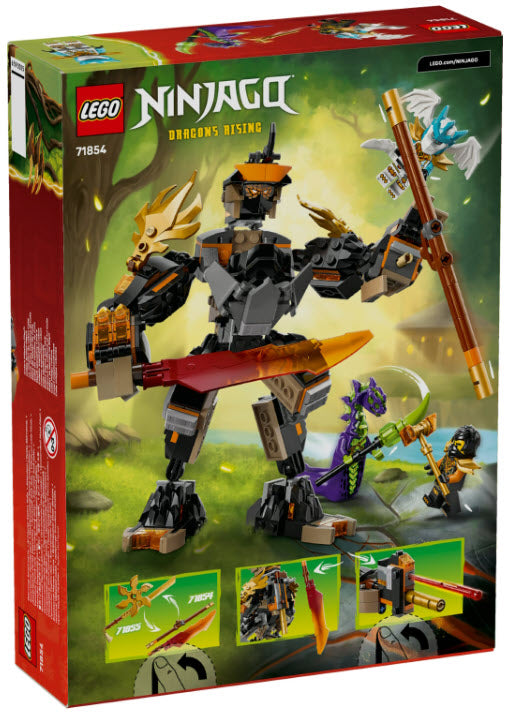 Box Rückseite: LEGO Ninjago 71854 Coles Action-Mech und Drachen-Zane