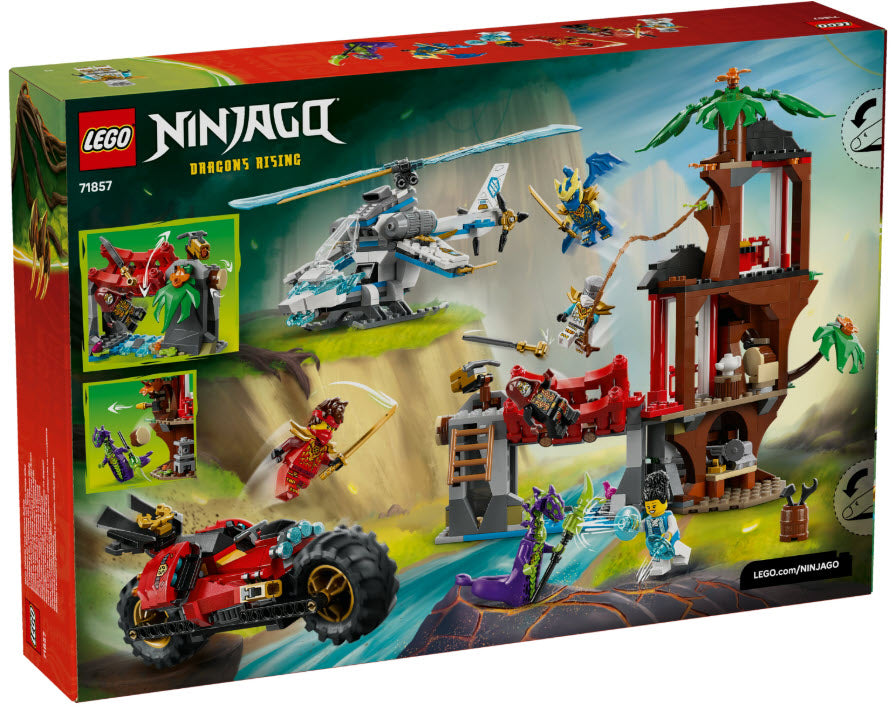 Box Rückseite: LEGO Ninjago 71857 Showdown am Baumhaus mit dem Ninja-Bike