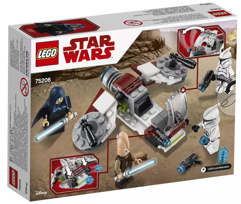 Box Rückansicht: LEGO Star Wars 75206 Jedi und Clone Troopers Battle Pack