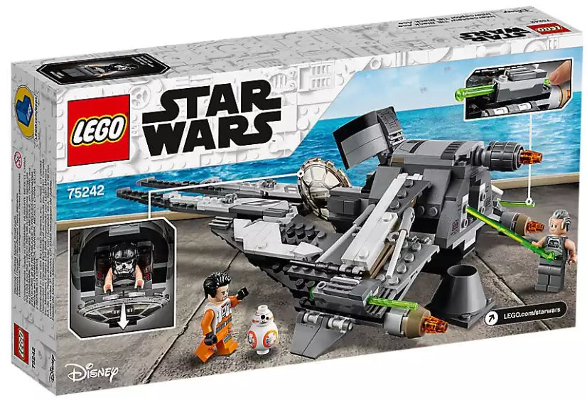Box Rückseite: LEGO Star Wars 75242 TIE Interceptor - Allianz-Pilot