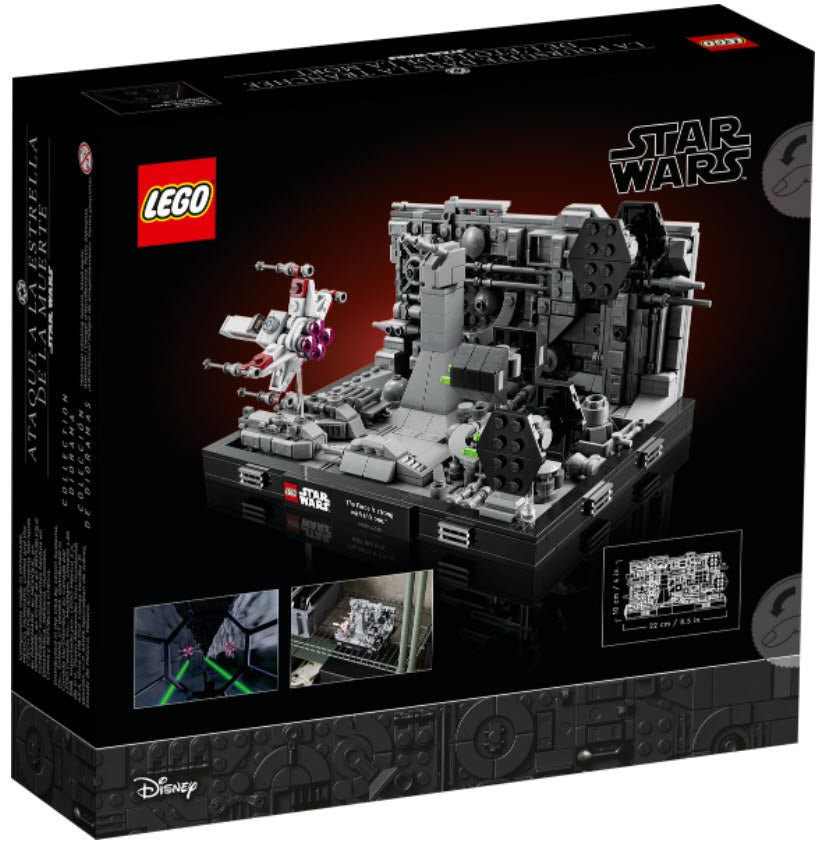 Box Rückansicht: LEGO Star Wars 75329 Death Star Trench Run Diorama