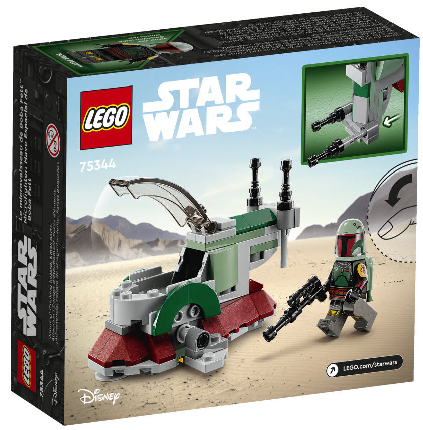 Box Rückansicht: LEGO Star Wars 75344 Boba Fetts Starship – Microfighter