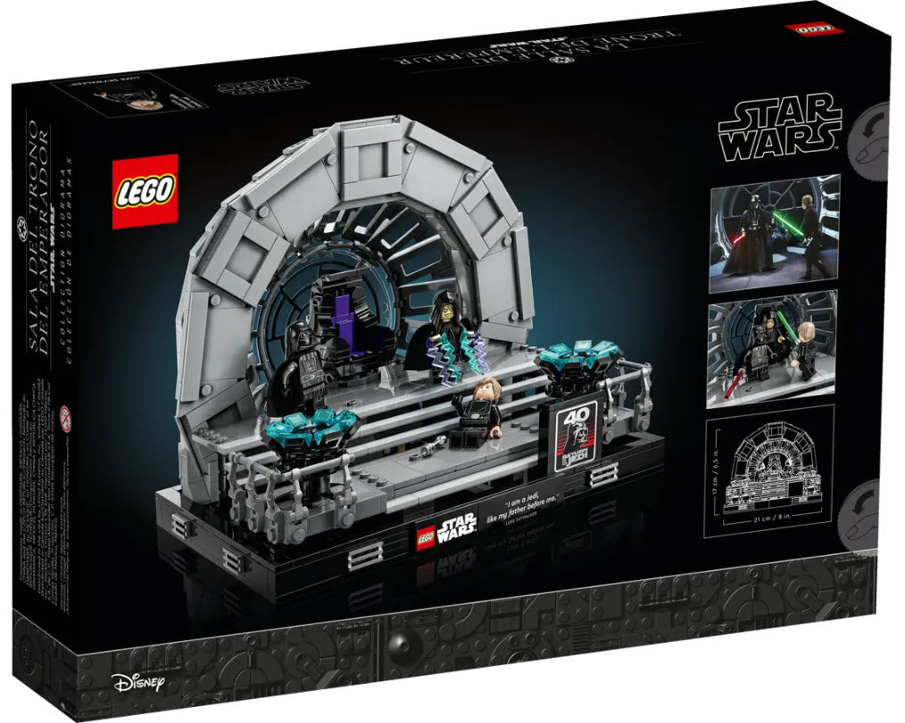 Box Rückansicht: LEGO Star Wars 75352 Thronsaal des Imperators – Diorama