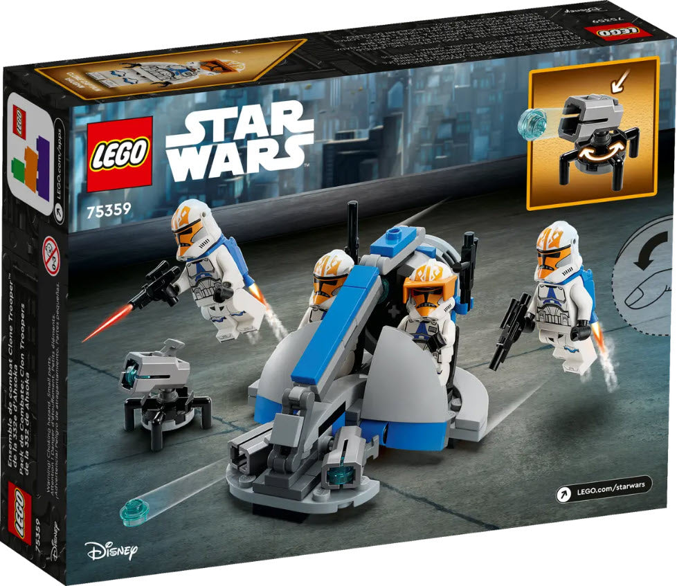 Box Rückansicht: LEGO Star War 75359 Ahsokas Clone Trooper der 332. Kompanie – Battle Pack