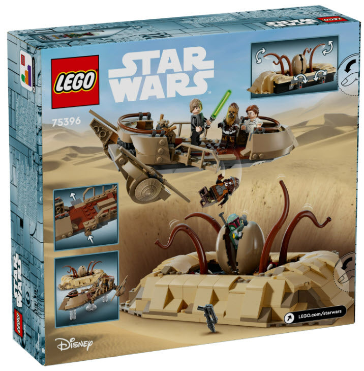 Box Rückansicht: LEGO Star War 75396 Wüsten-Skiff und Sarlacc-Grube
