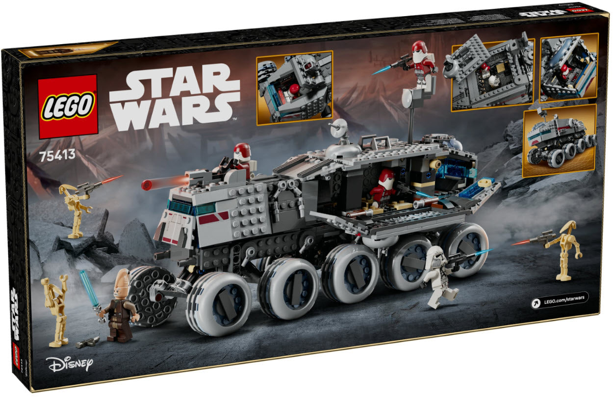 Box Rückseite: LEGO Star Wars 75413 Republikanischer Juggernaut