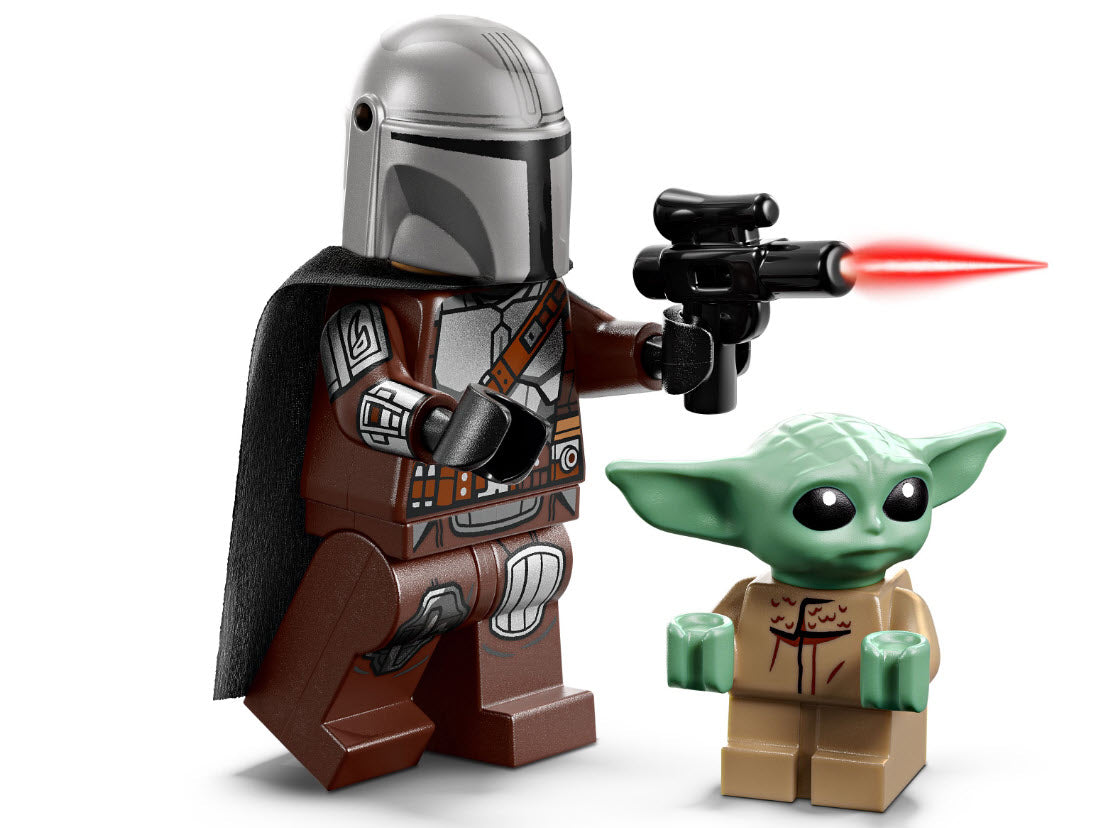 Minifiguren: LEGO Star Wars 75436 Der Mandalorianer und Grogu auf ihrem Speeder Bike