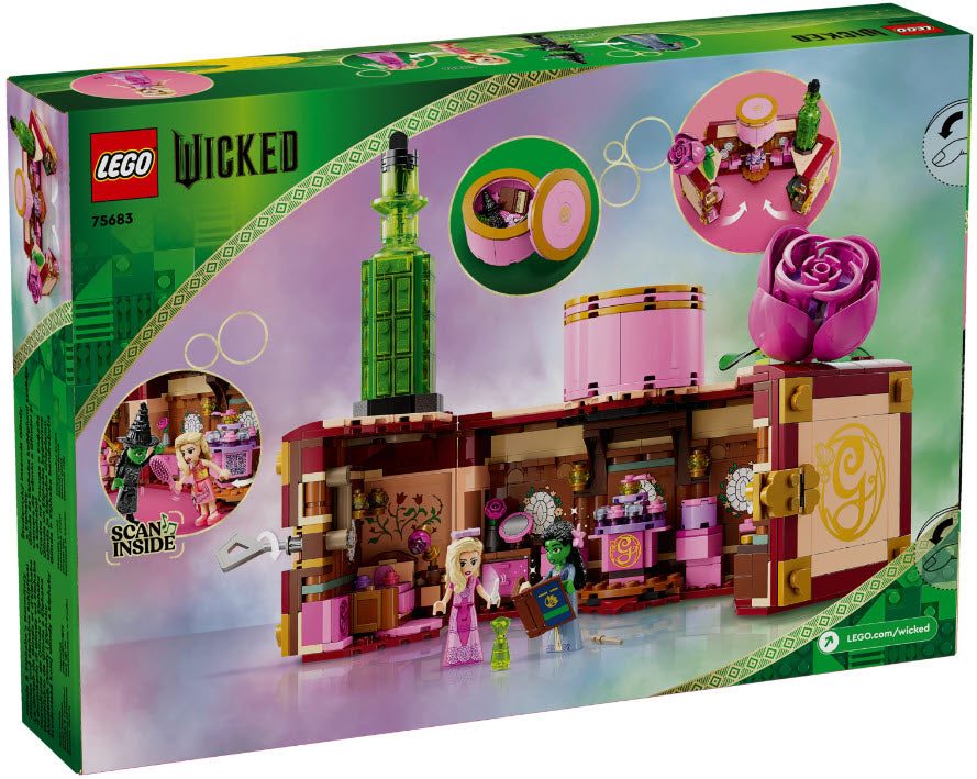 Box Rückseite: LEGO Wicked 75683 Glindas und Elphabas Schlafsaal