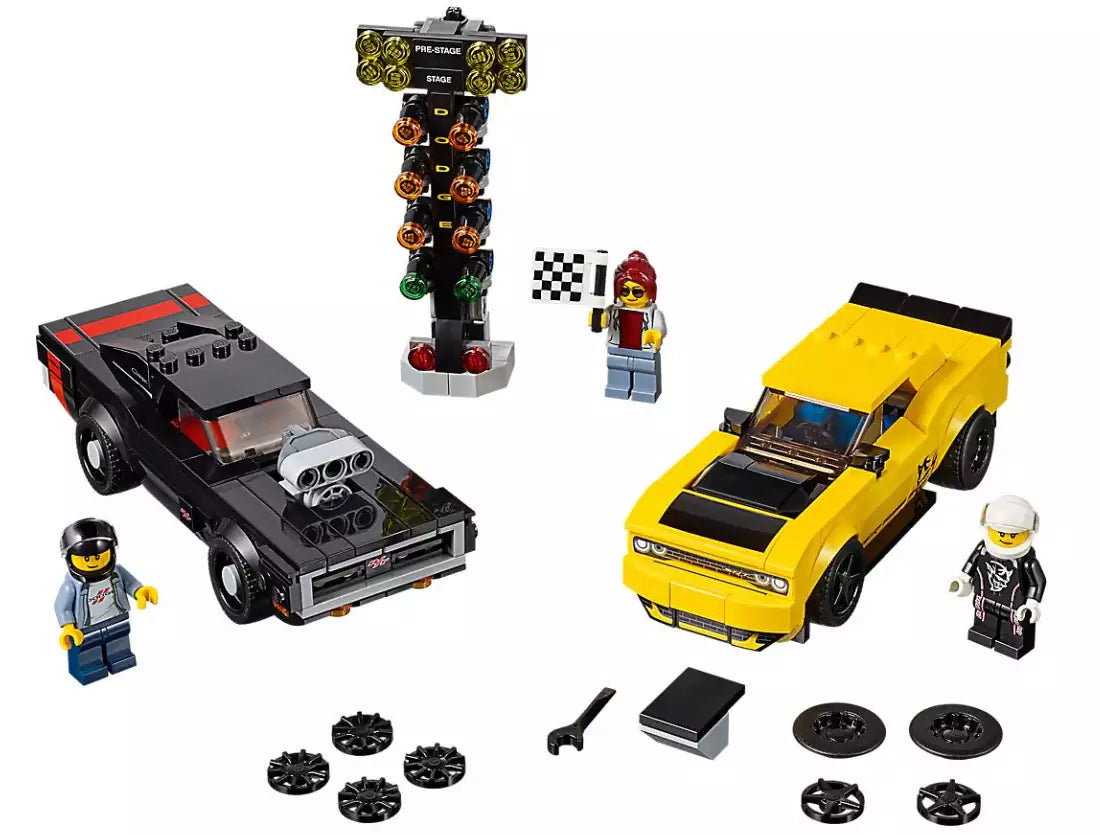 Inhalt: LEGO Speed Champions 75893 2018 Dodge Challenger SRT Demon und 1970 Dodge Charger R/T