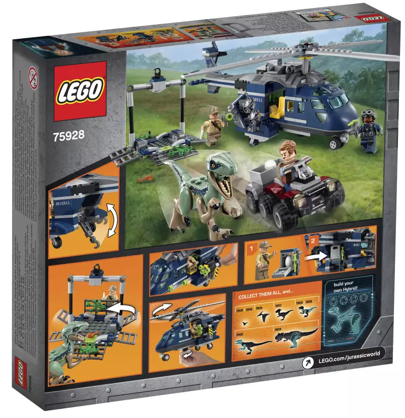 Box Rückansicht: LEGO Jurassic World 75928 Blue's Hubschrauber-Verfolgungsjagd