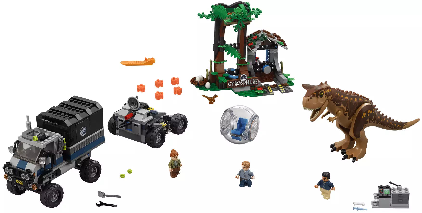 Inhalt: LEGO Jurassic World 75929 Carnotaurus - Flucht in der Gyrosphere