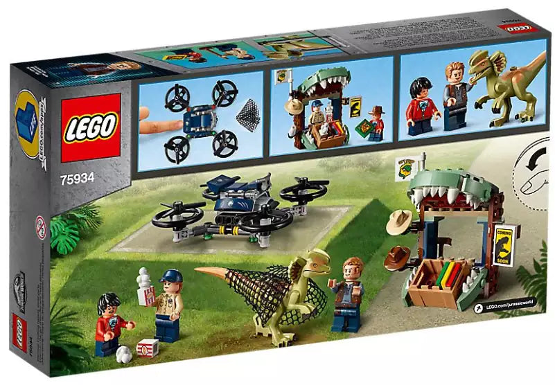 Box Rückansicht: LEGO Jurassic World 75934 Dilophosaurus auf der Flucht