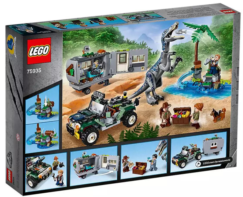 Box Rückansicht: LEGO Jurassic World 75935 Baryonyx' Kräftemessen: die Schatzsuche