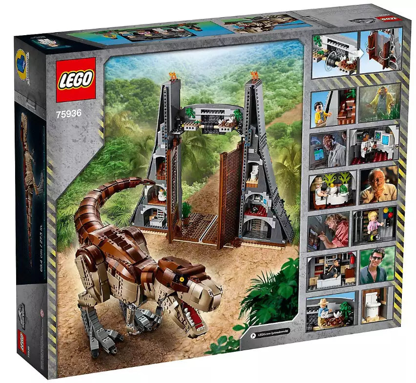 Box Rückansicht: LEGO Jurassic World 75936 Jurassic Park: T. Rex' Verwüstung
