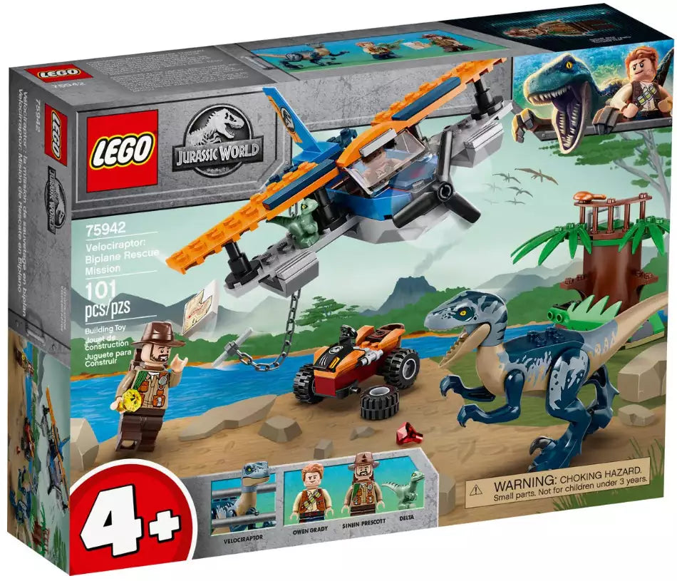 LEGO Jurassic World 75942 Velociraptor: Rettungsmission mit dem Doppeldecker