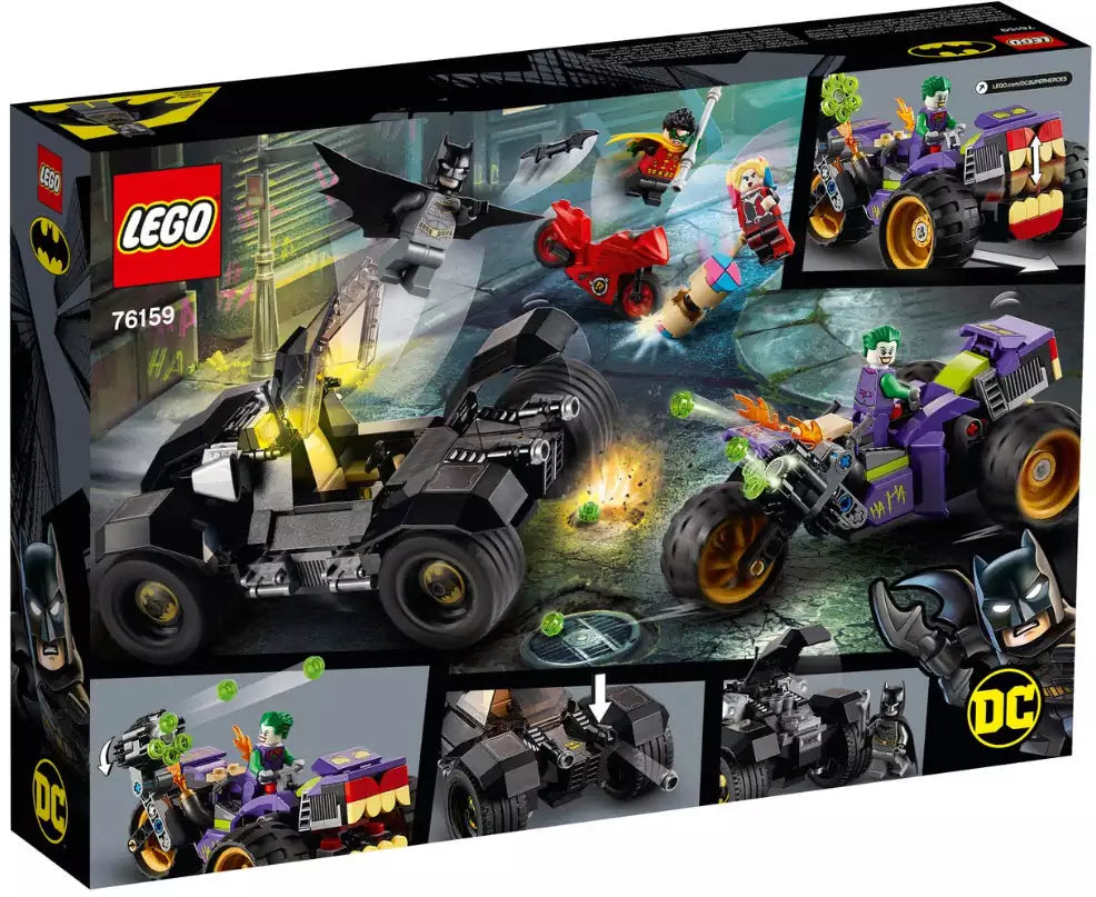 Box Rückansicht: LEGO Super Heroes 76159 Jokers Trike-Verfolgungsjagd
