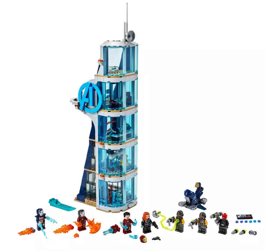 Inhalt: LEGO Super Heroes 76166 Avengers – Kräftemessen am Turm