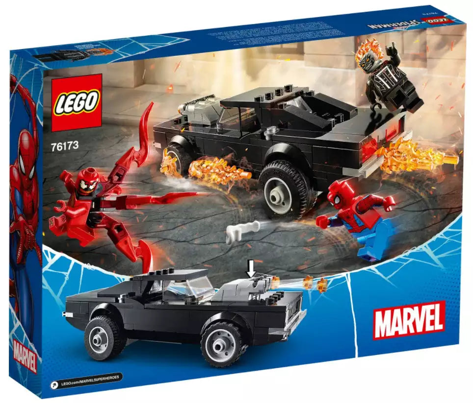 Box Rückansicht: LEGO Super Heroes 76173 Spider-Man und Ghost Rider vs. Carnage